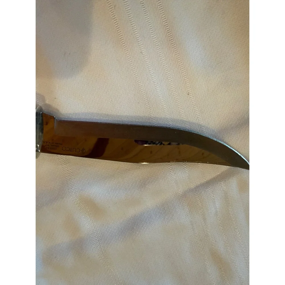 Cutco Hunting Knife 1769 KG White Pearl Handle Brown Leather Sheath Excellent